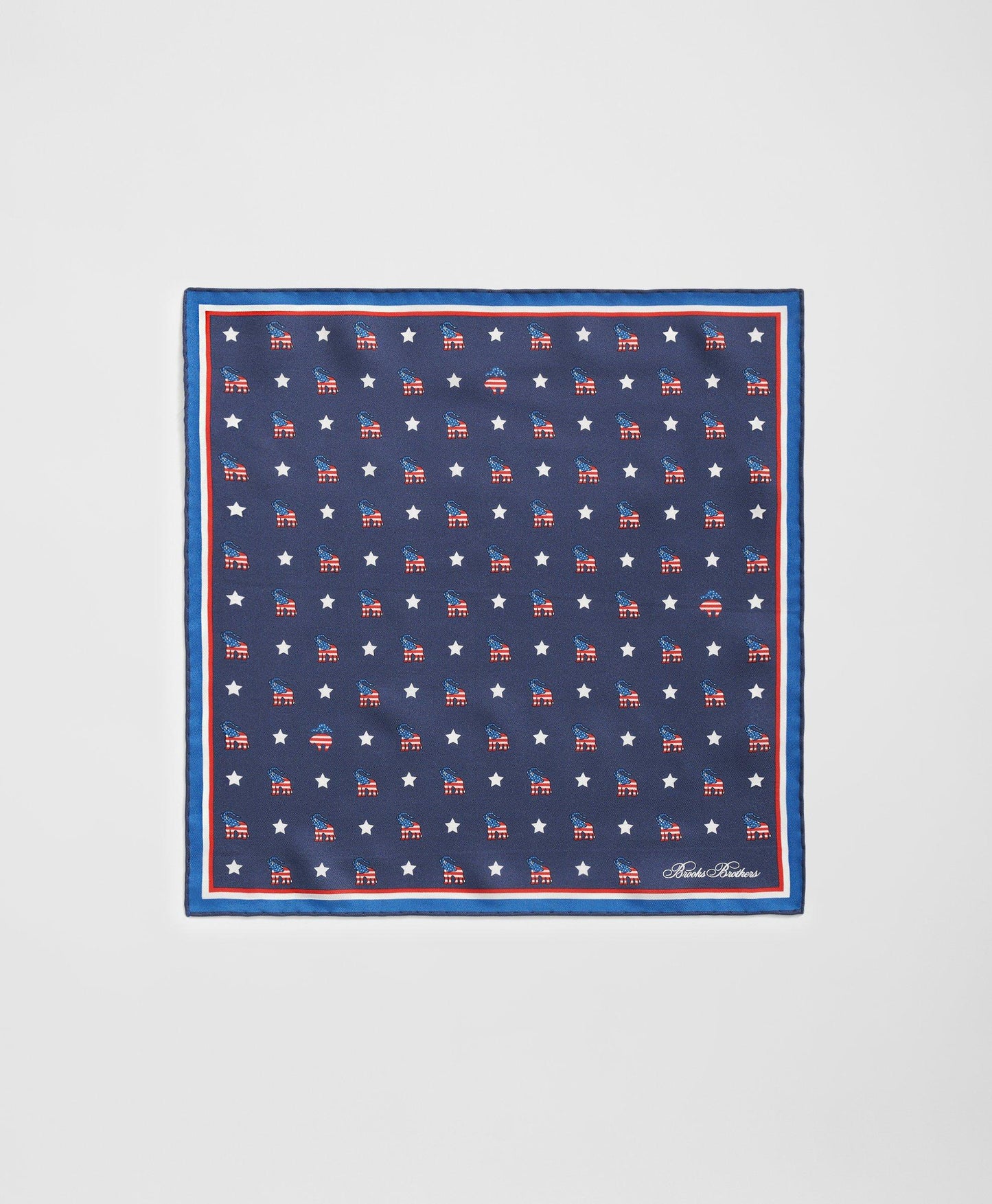 Elephant Motif Silk Pocket Square