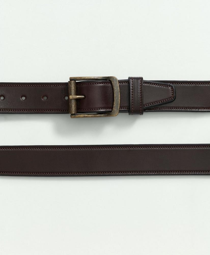 Leather Belt with Brass Buckle