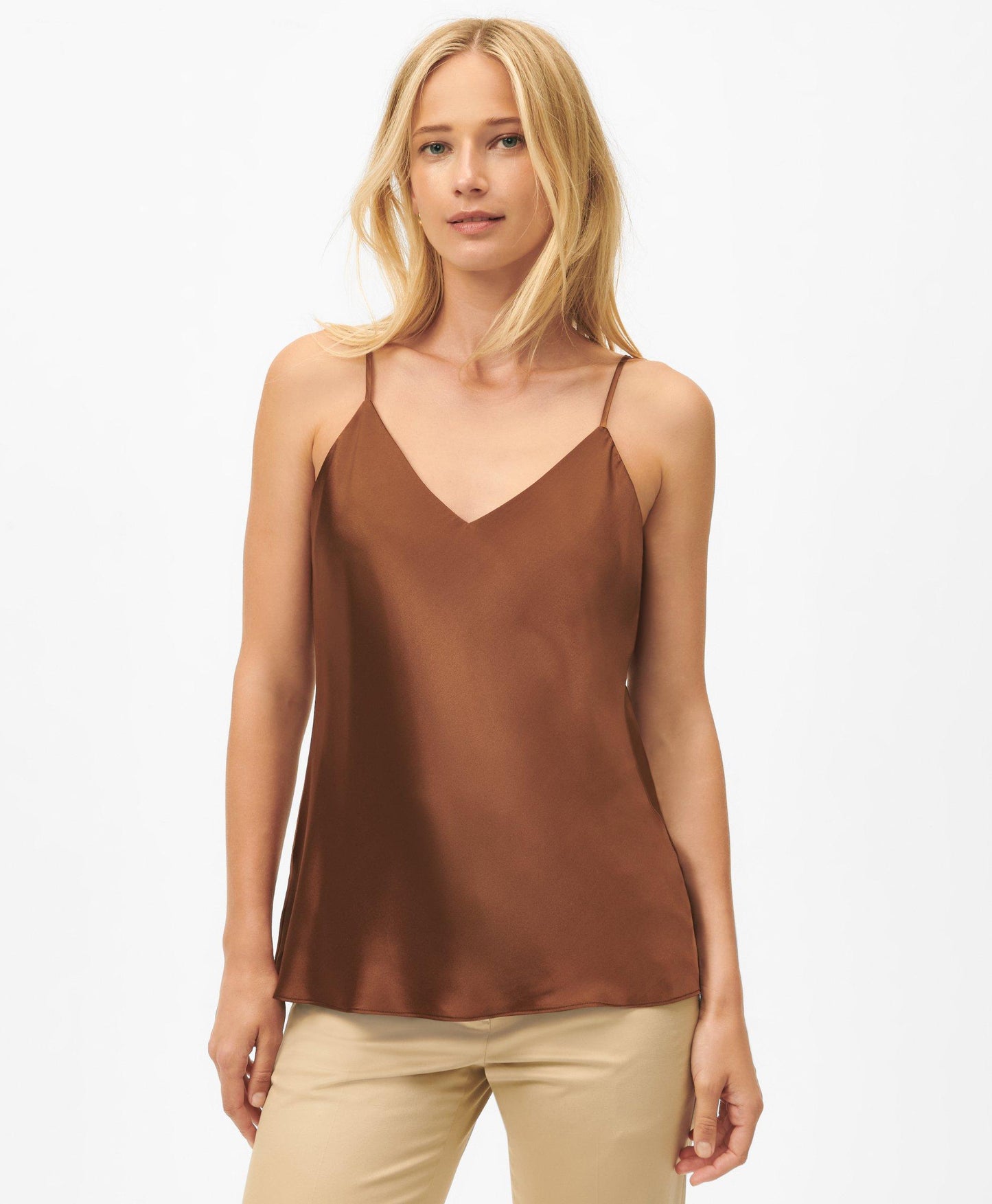 V-Neck Camisole in Washable Silk Charmeuse