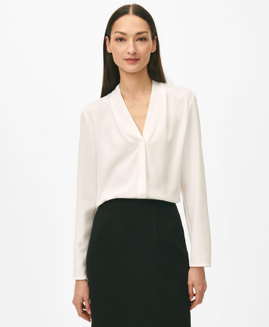 Concealed-Placket Blouse in Crepe