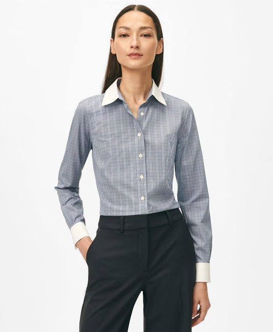 Fitted Contrast Collar & Cuff Shirt in Non-Iron Stretch Supima Cotton