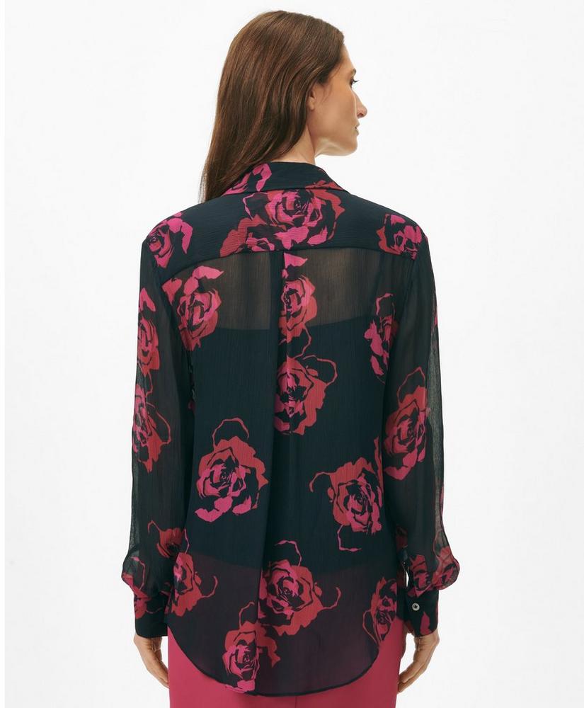 Relaxed Signature Rose Blouse in Chiffon with Removable Camisole