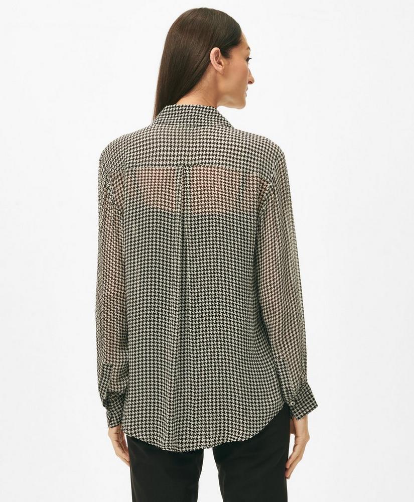 Relaxed Houndstooth Blouse in Chiffon with Removable Camisole