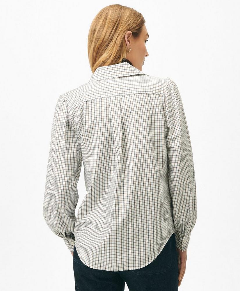 Blouson Sleeve Shirt in Printed Sateen Supima Cotton