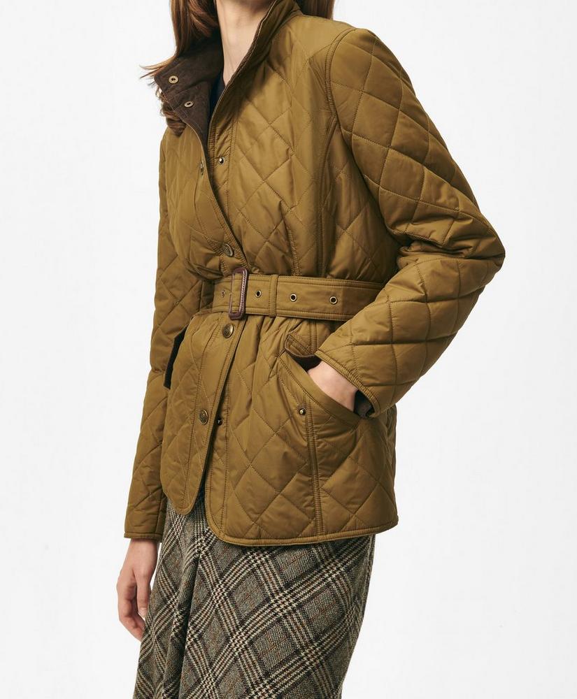 Belted Military-Inspired Quilted Jacket in Nylon