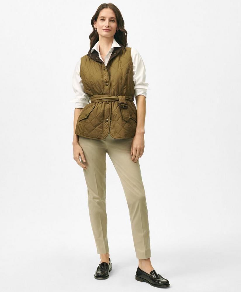 Belted Military-Inspired Quilted Vest in Nylon