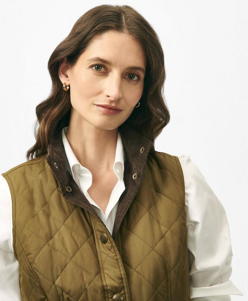 Belted Military-Inspired Quilted Vest in Nylon