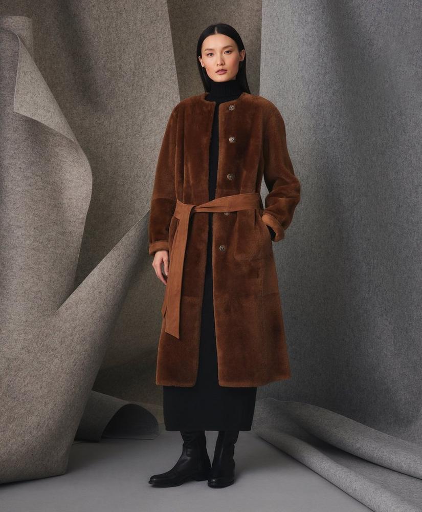 Reversible Belted Shearling Coat