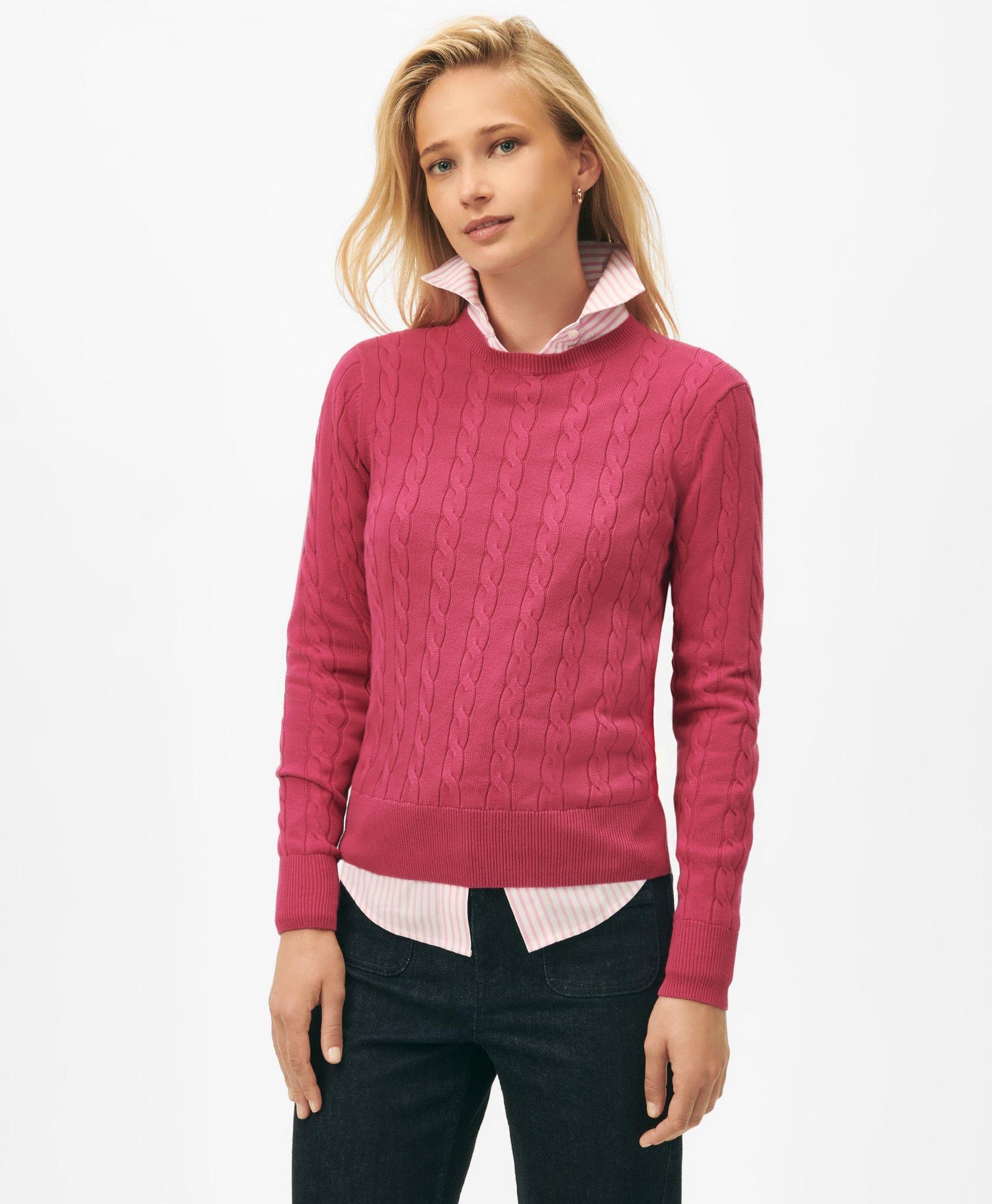 Supima Cotton Cable Crewneck Sweater