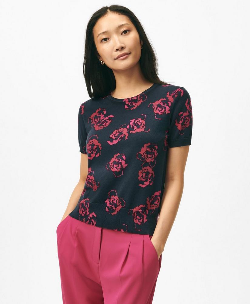 Twinset Rose Short Sleeve Sweater in Cotton Jersey