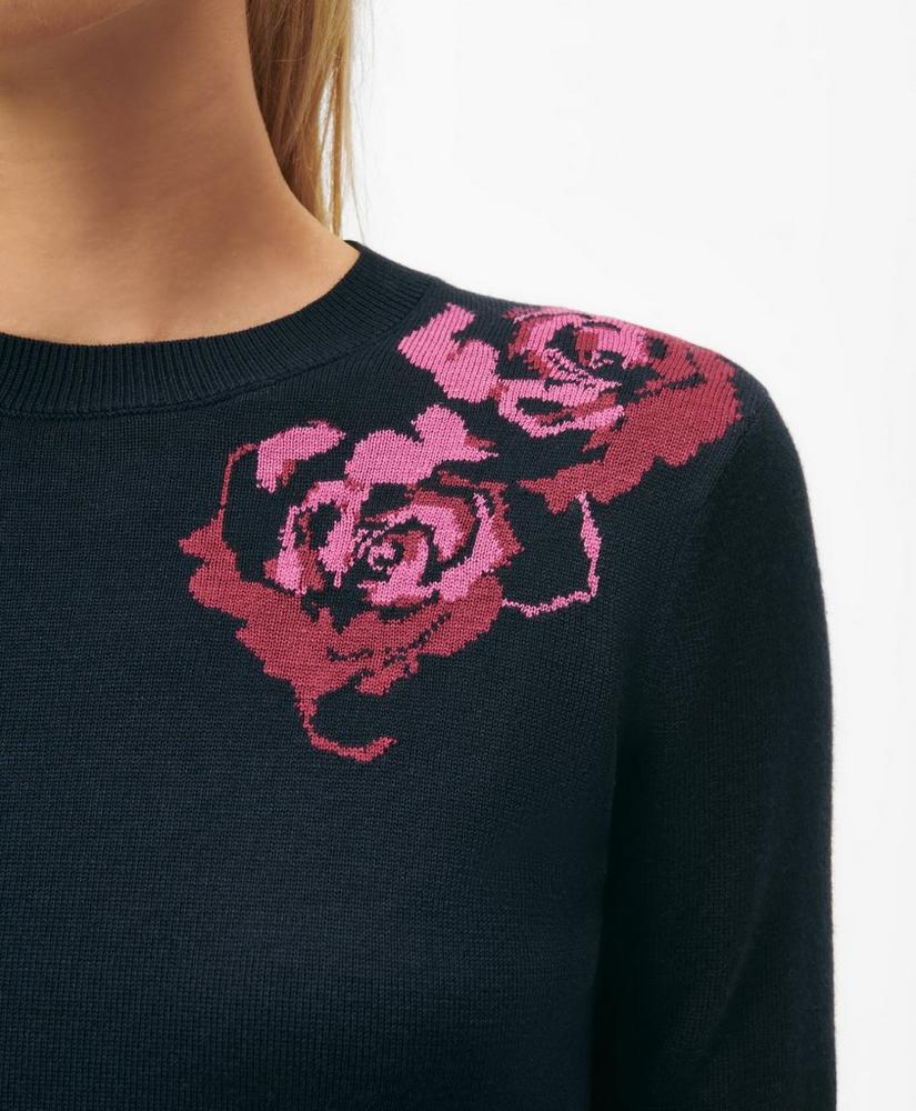 Rose Intarsia Sweater in Silk-Cashmere