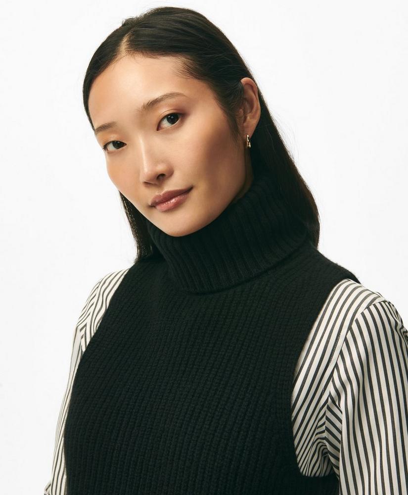 Sleeveless Ribbed Turtleneck Sweater in Wool-Cashmere