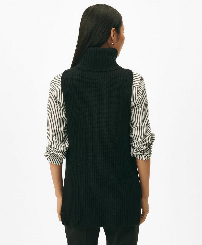 Sleeveless Ribbed Turtleneck Sweater in Wool-Cashmere