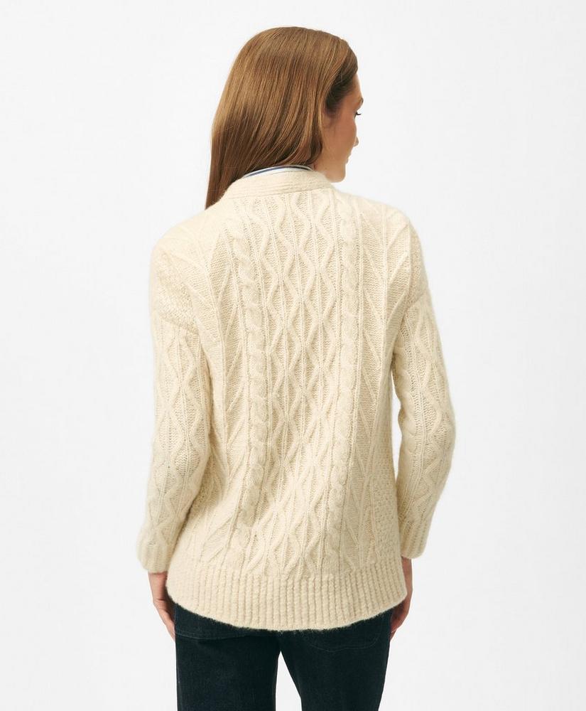 Relaxed Aran Knit Cardigan in Alpaca Blend