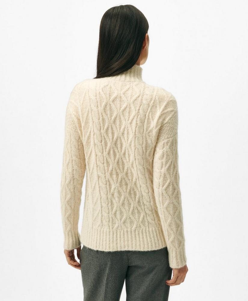 Funnel Neck Aran Sweater in Llama Blend