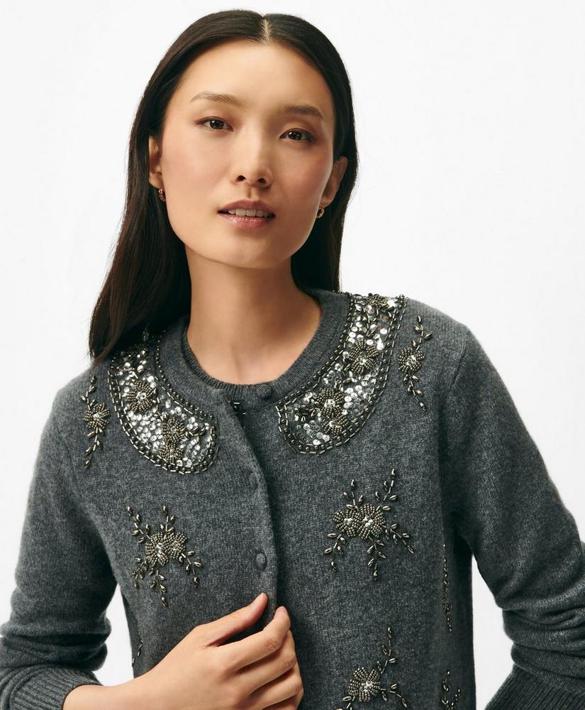 Embellished Twinset Cardigan in Merino Wool